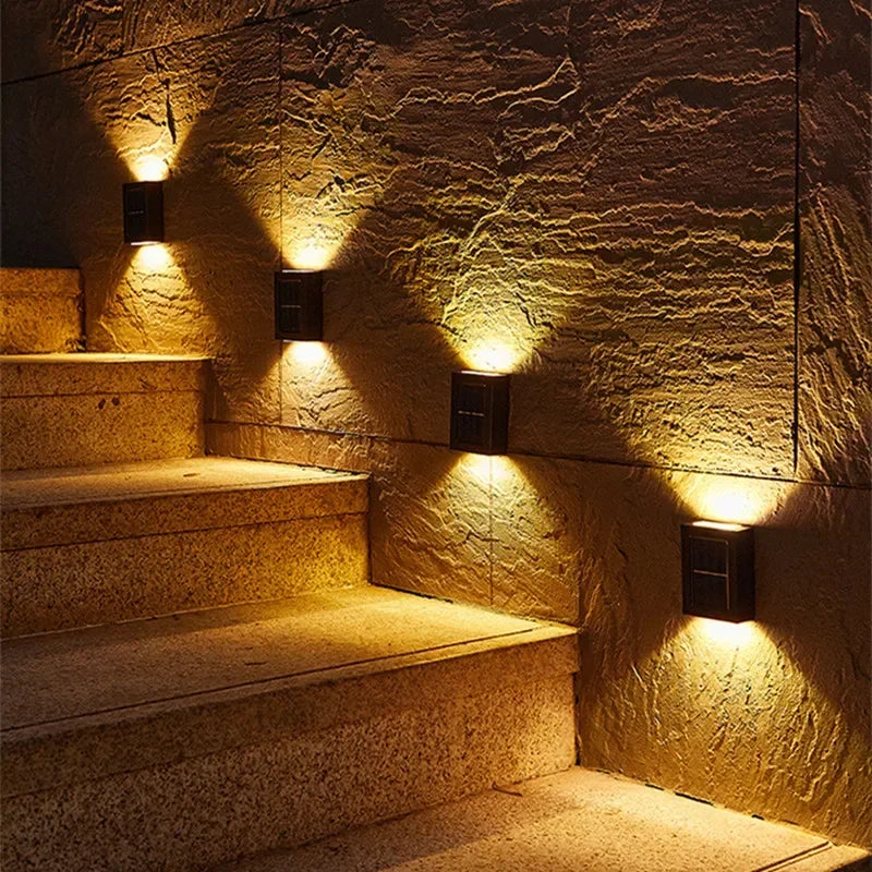 AlliLit Solar LED Wall Lights Outdoor Waterproof Garden Lamps