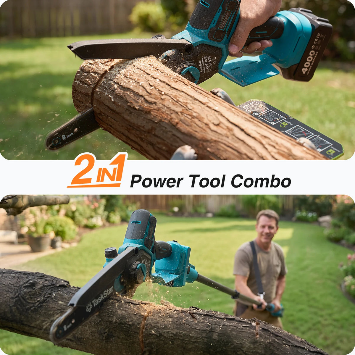 TaskStar Telescopic Pole Saw And Brushless Chainsaw Combo