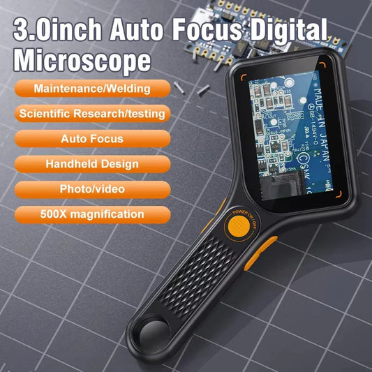 Digital Handheld Microscope With 3 Inch IPS Screen Autofocus 500x