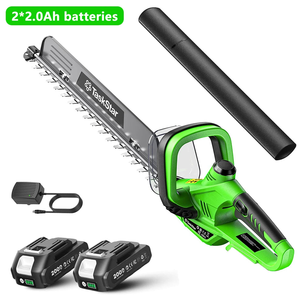 TaskStar Cordless Electric Hedge Trimmer With Dual Action Blade