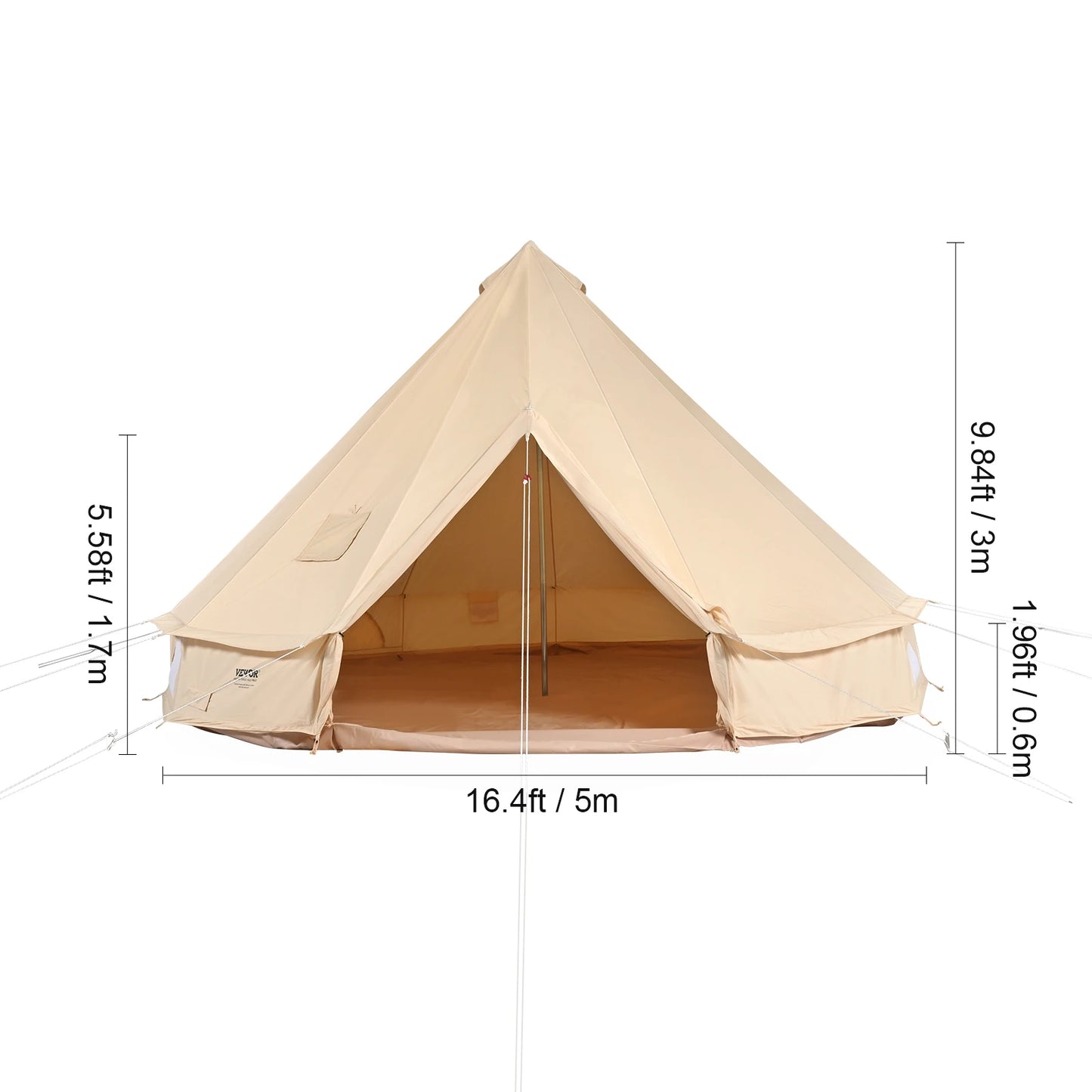 SucceBuy Canvas Bell Tent Four Seasons Yurt For Camping Eight