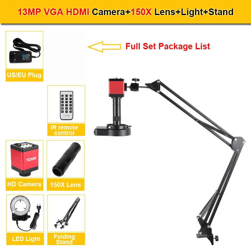 YIZHAN 150X Digital Microscope 4K Camera HDMI USB For Soldering