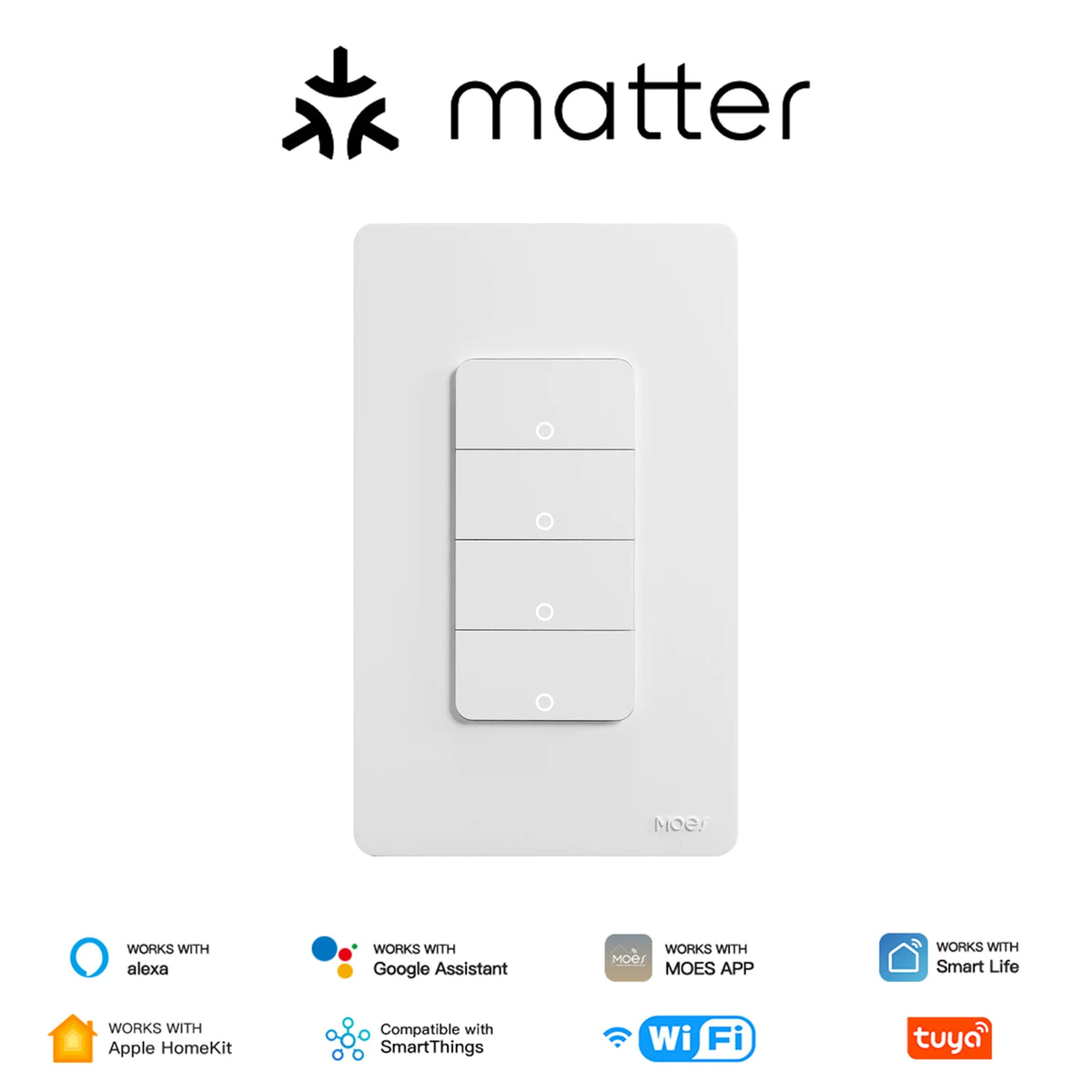 MOES Matter WiFi Smart Light Switch With Voice Control