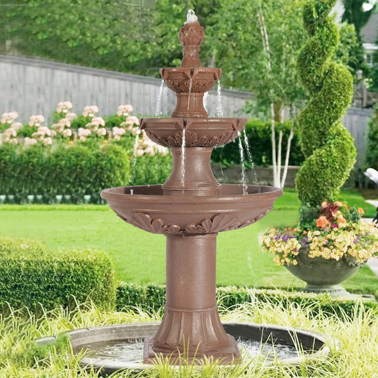Italian Outdoor Water Fountain Garden Decor Durable Resin