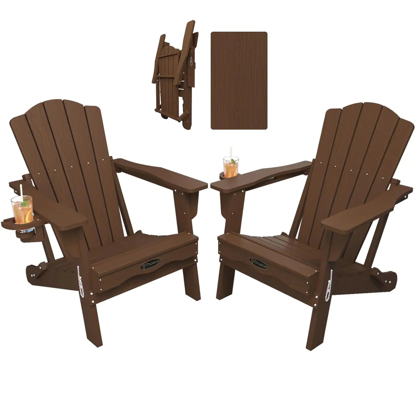 MOYU Folding Adirondack Chair Set All-Weather HDPE Outdoor Chairs