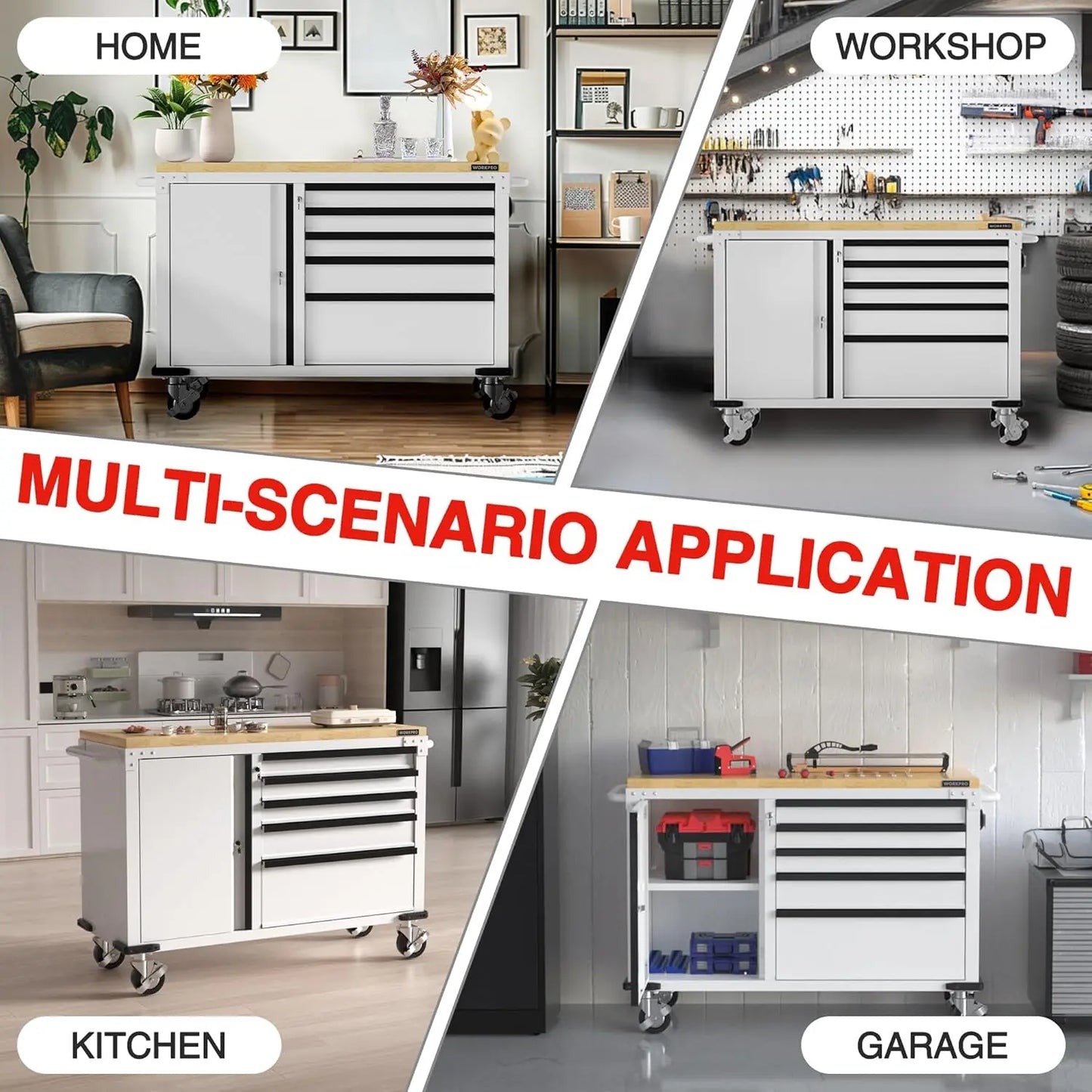 Rolling Tool Chest With 5 Drawer And Door Locking System