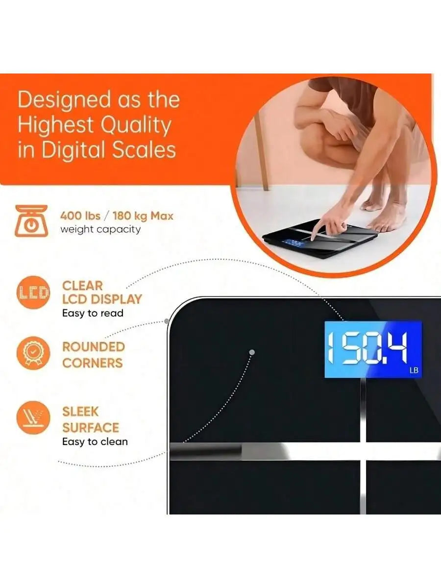Smart Multi Function Body Fat Scale With Tempered Glass Platform