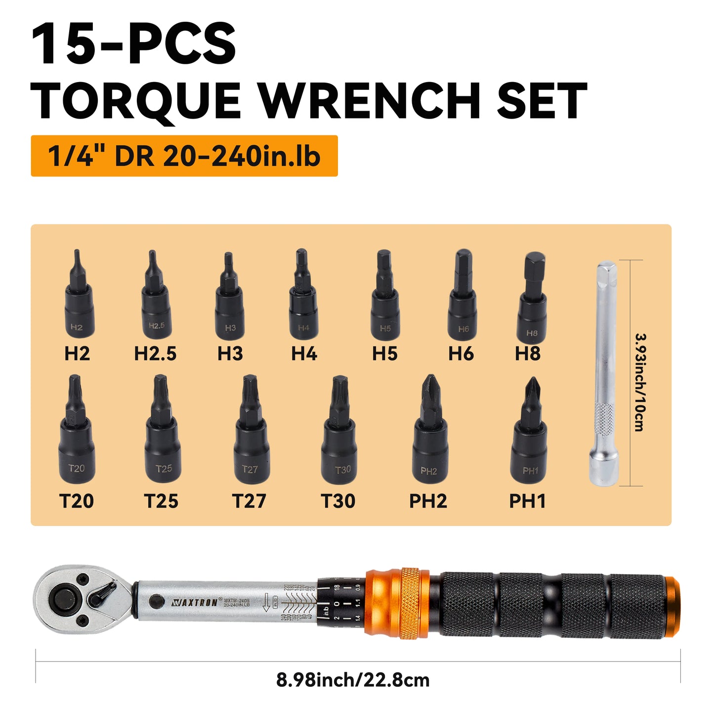Waxtron Torque Wrench 20-240 In-Lb Professional Non-Slip