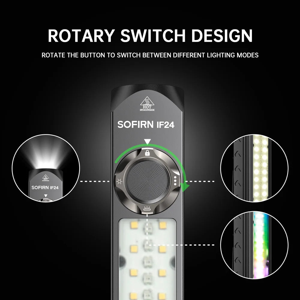Sofirn IF24 RGB LED Flashlight 2000lm Rechargeable IP66 Torch