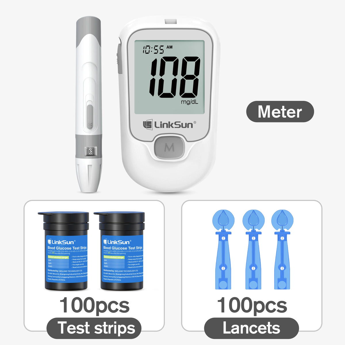 LinkSun Blood Glucose Meter Digital Glucometer Complete Kit
