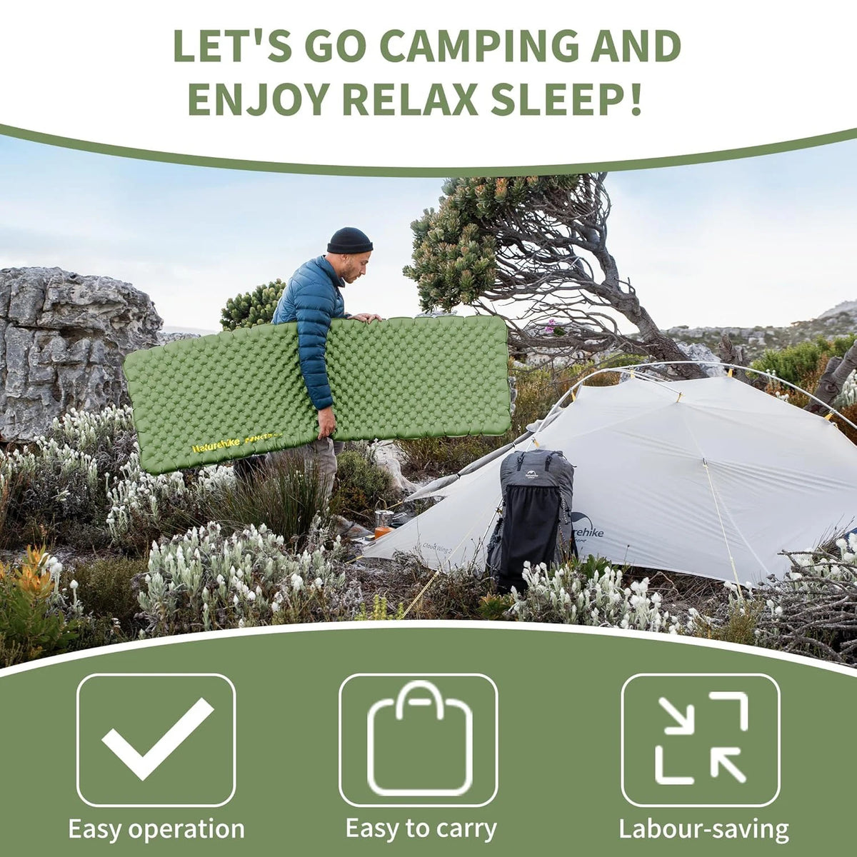 Naturehike Insulated Inflatable Sleeping Pad for Camping Comfort