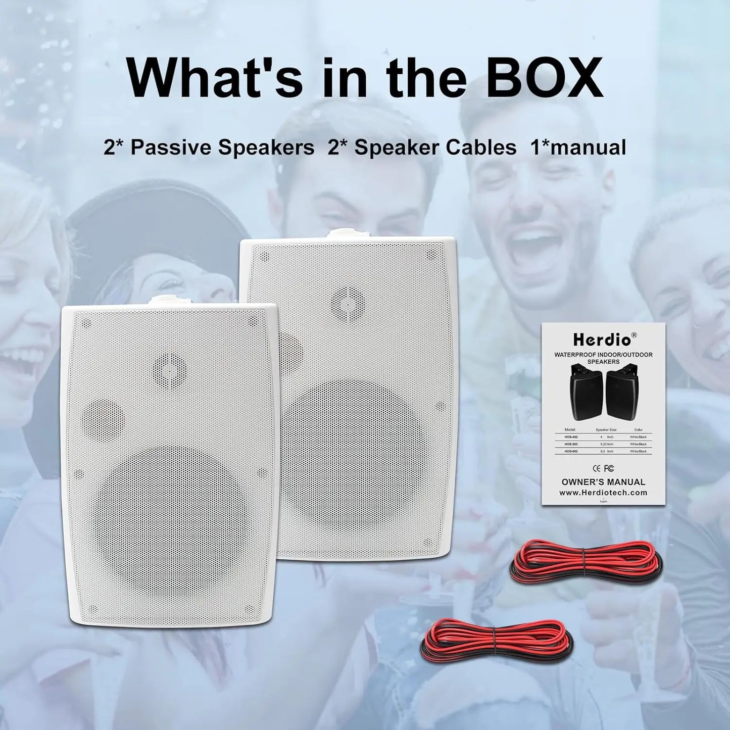 Herdio 400W Outdoor Passive Wall Mount Speakers Patio