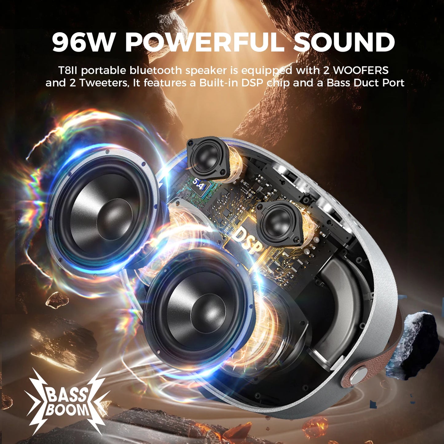 W-King T8II Portable Bluetooth Speaker Boombox With Bass