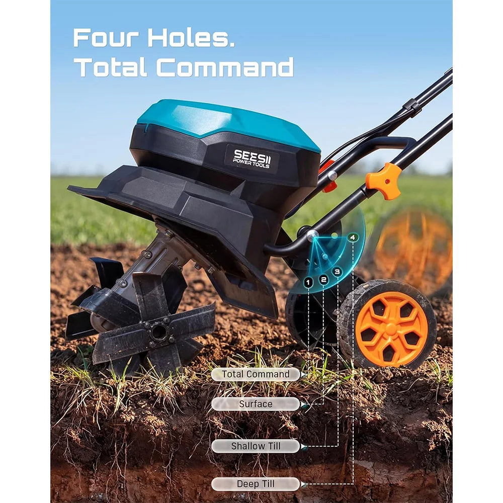 SeeSii Cordless Electric Garden Tiller Cultivator for Soil Preparation