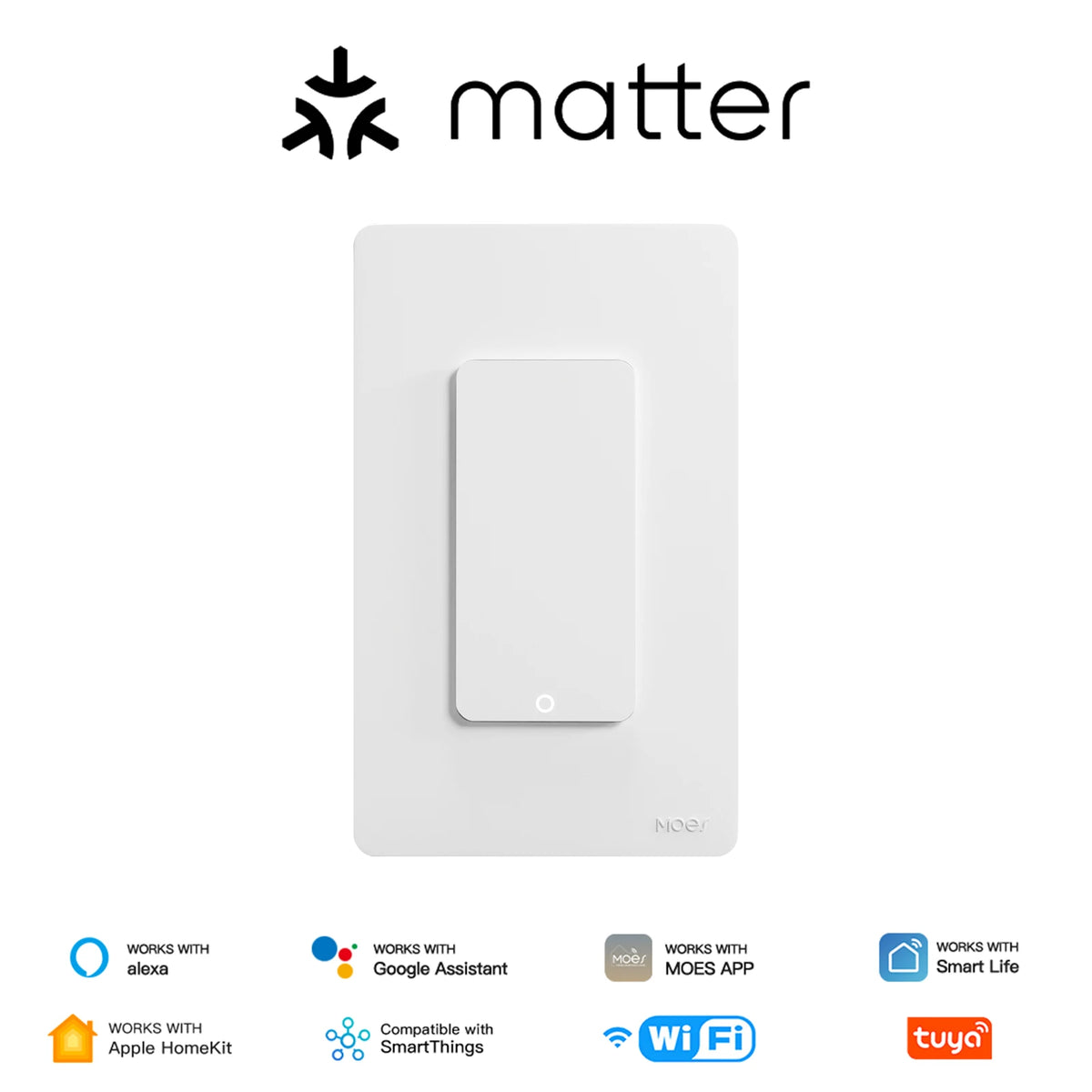 MOES Matter WiFi Smart Light Switch With Voice Control