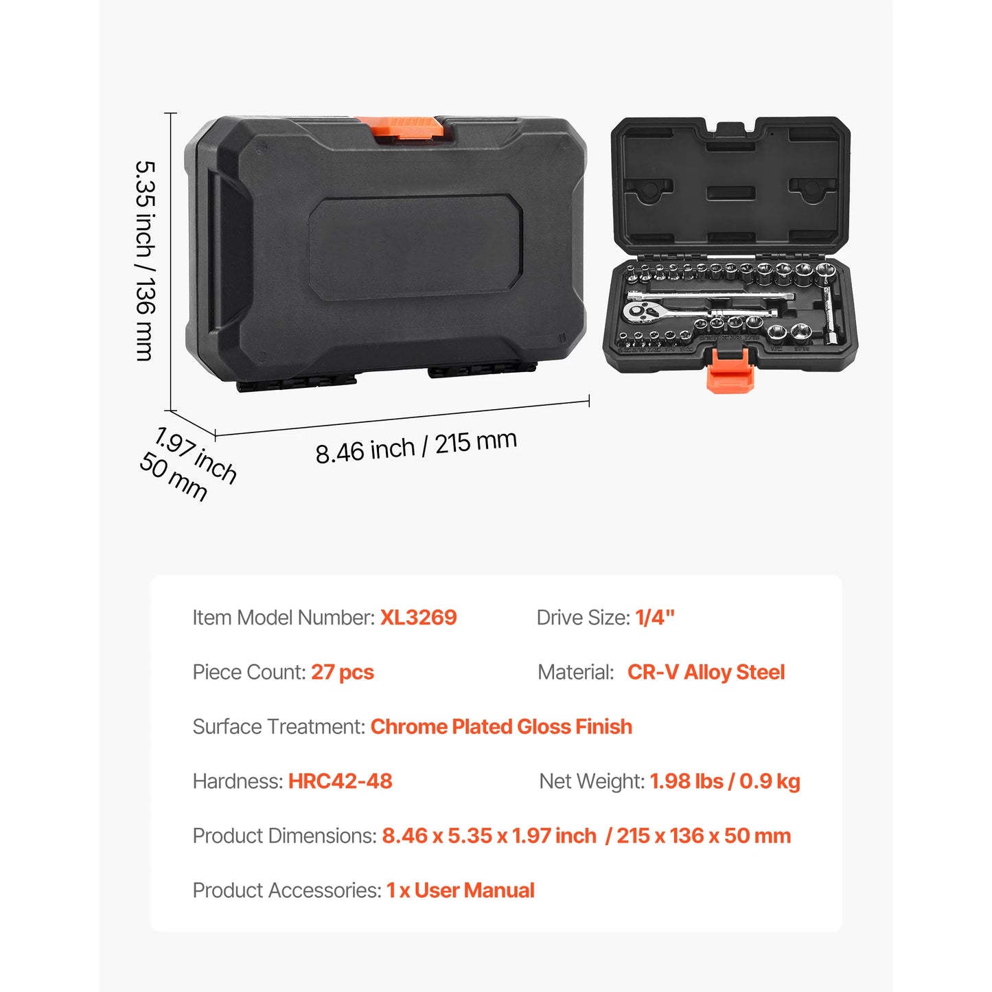 SucceBuy 86Piece Socket Set With Ratchet SAE And Metric