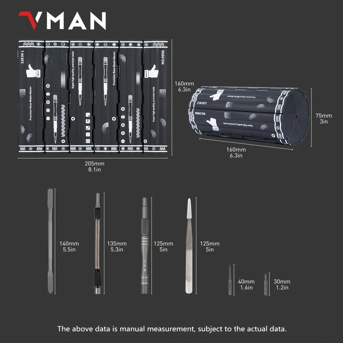 VMAN 128-In-1 Precision Screwdriver Set Magnetic Repair Tool Kit