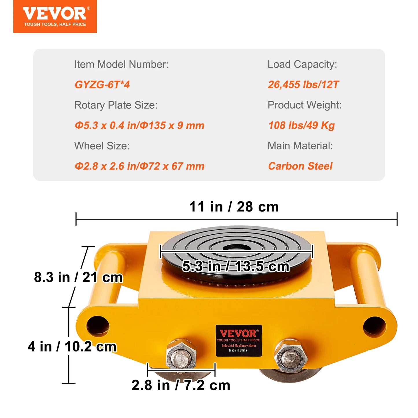 Skate Dolly Industrial Heavy Duty Mover With Handle 360 Degree Swivel Wheels