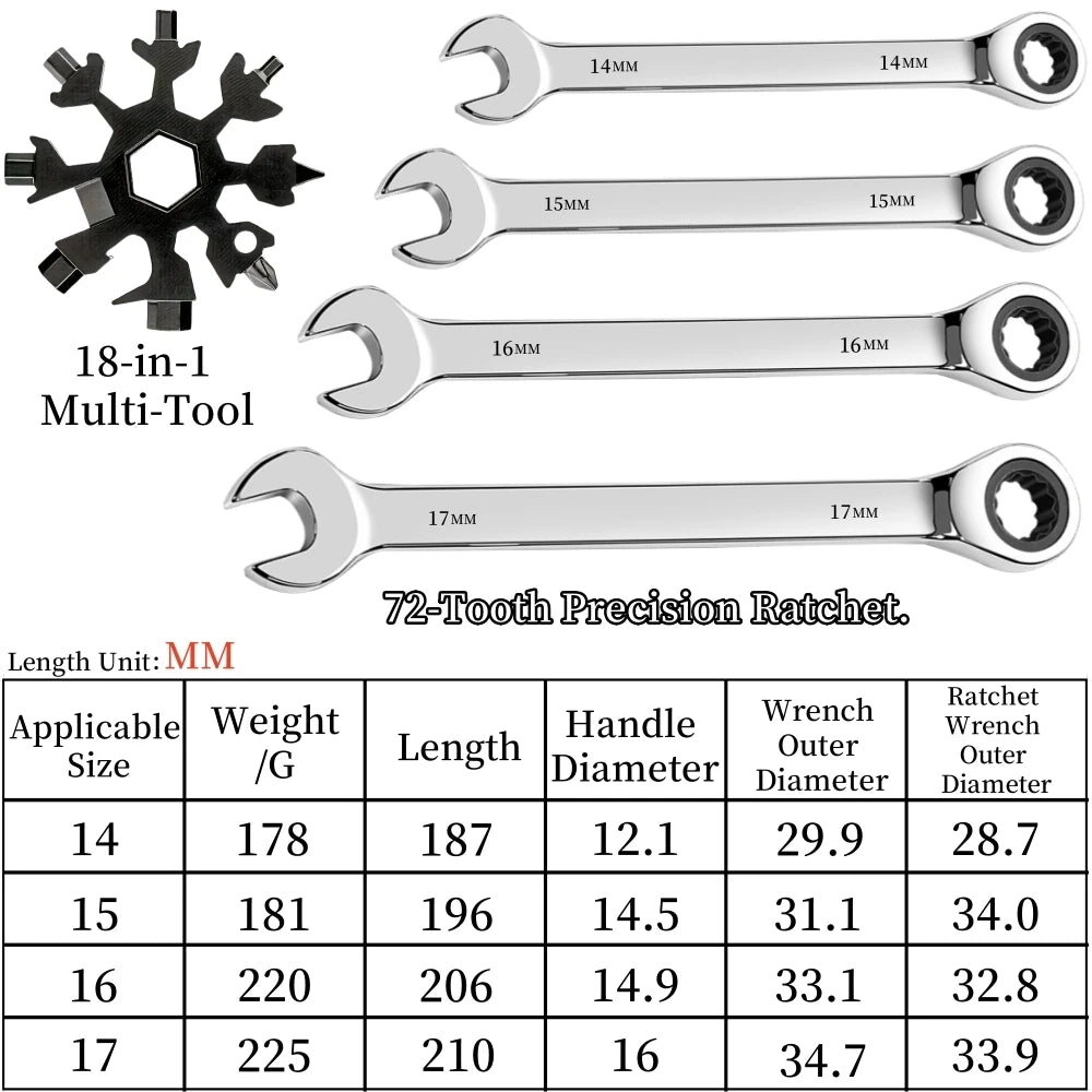 Flexible Ratcheting Wrench Set For Automotive Repair