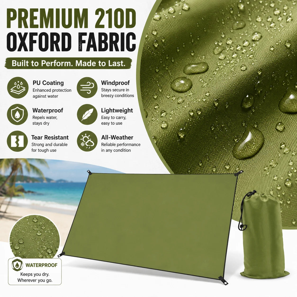 Outdoor Waterproof Tarp Shelter Canopy For Camping And Backpacking