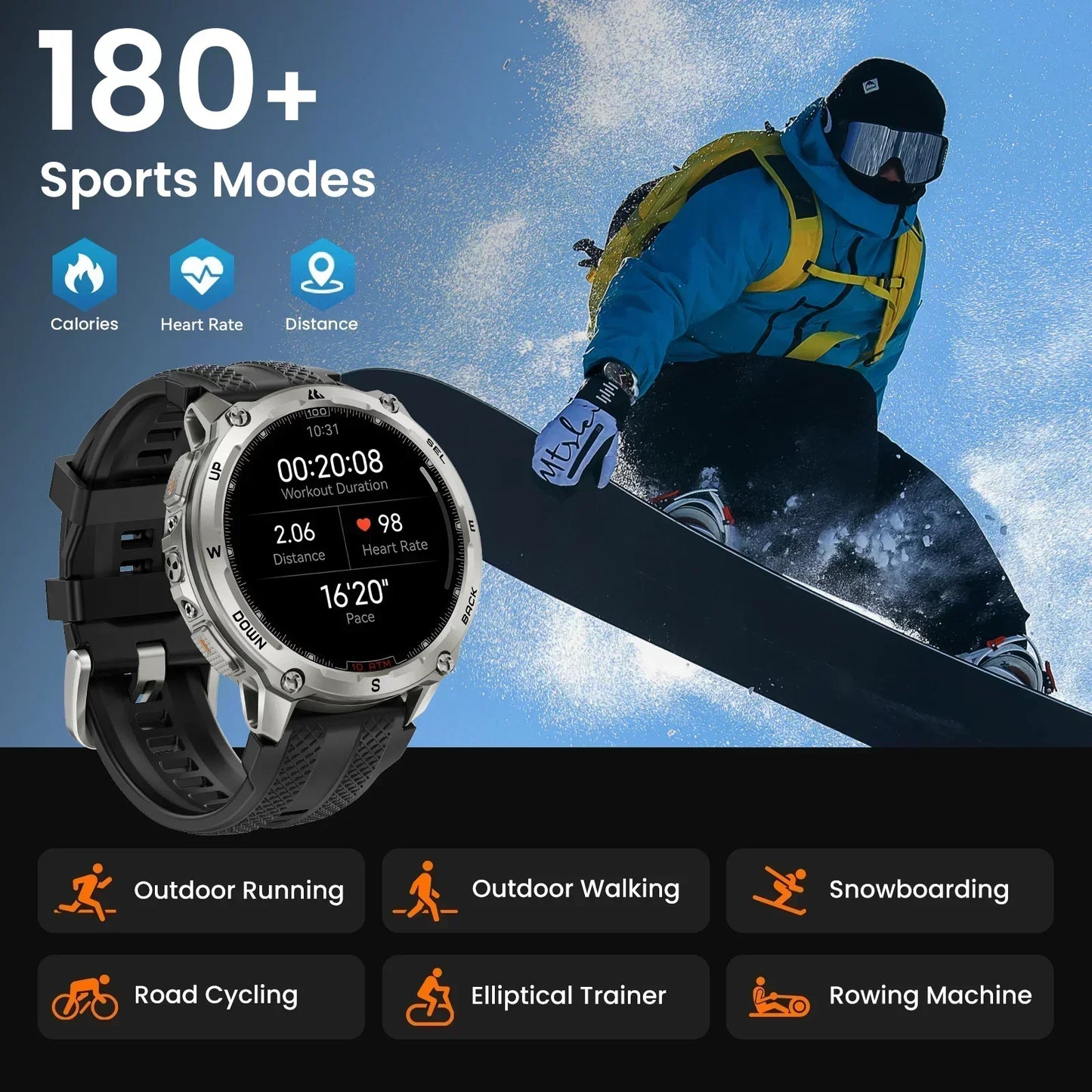 KOSPET Tank T4 Smartwatch GPS Offline Maps 10ATM Waterproof Android iOS