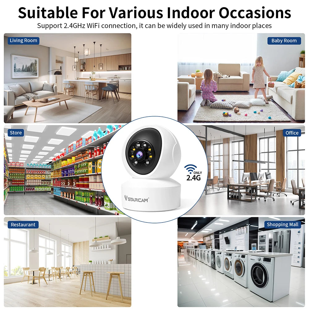 Vstarcam Indoor Security Camera 360 Coverage Night Vision 2-Way Audio
