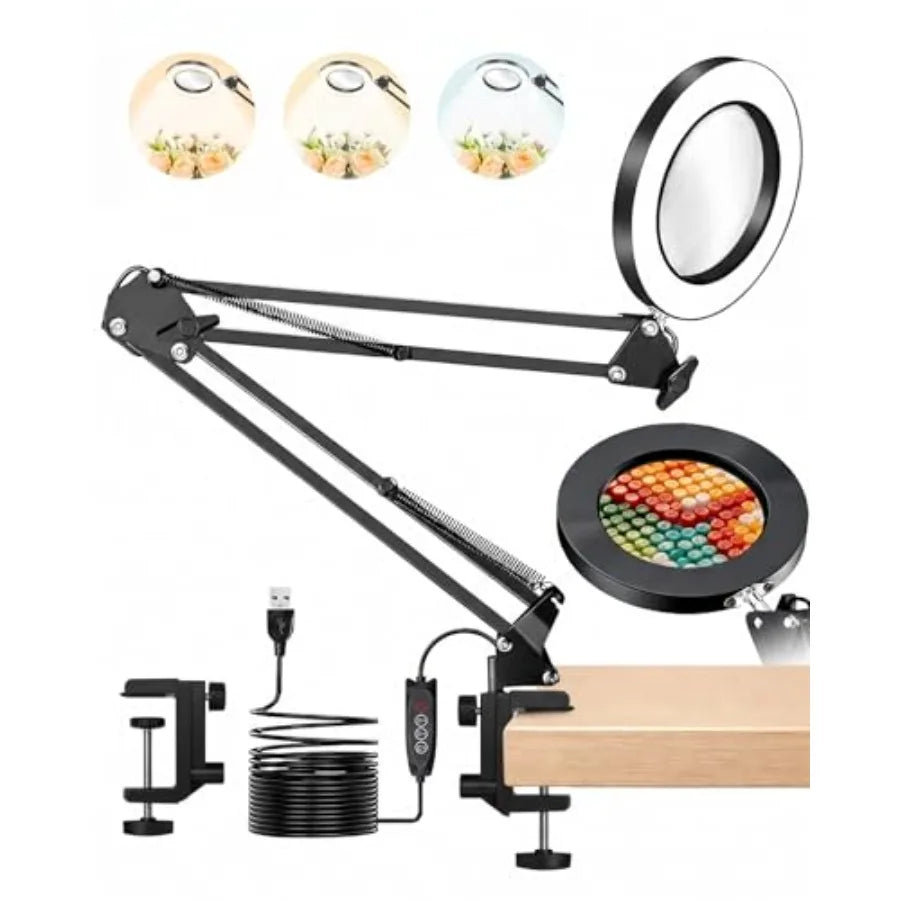 10X Magnifying Glass With Light, Real Glass Lens, Dimmable LED