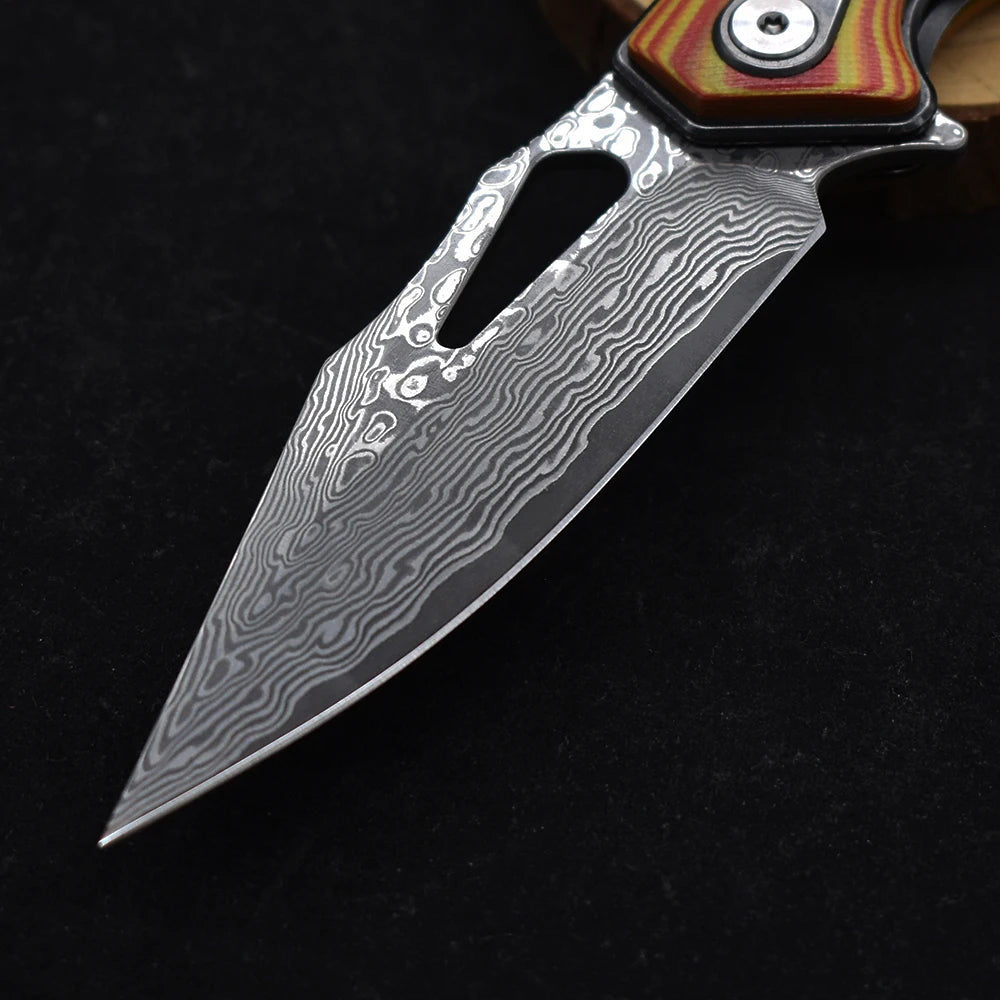 BLACKDRAGON DIY Supplies Damascus Steel G10 Folding Knife Back Clip