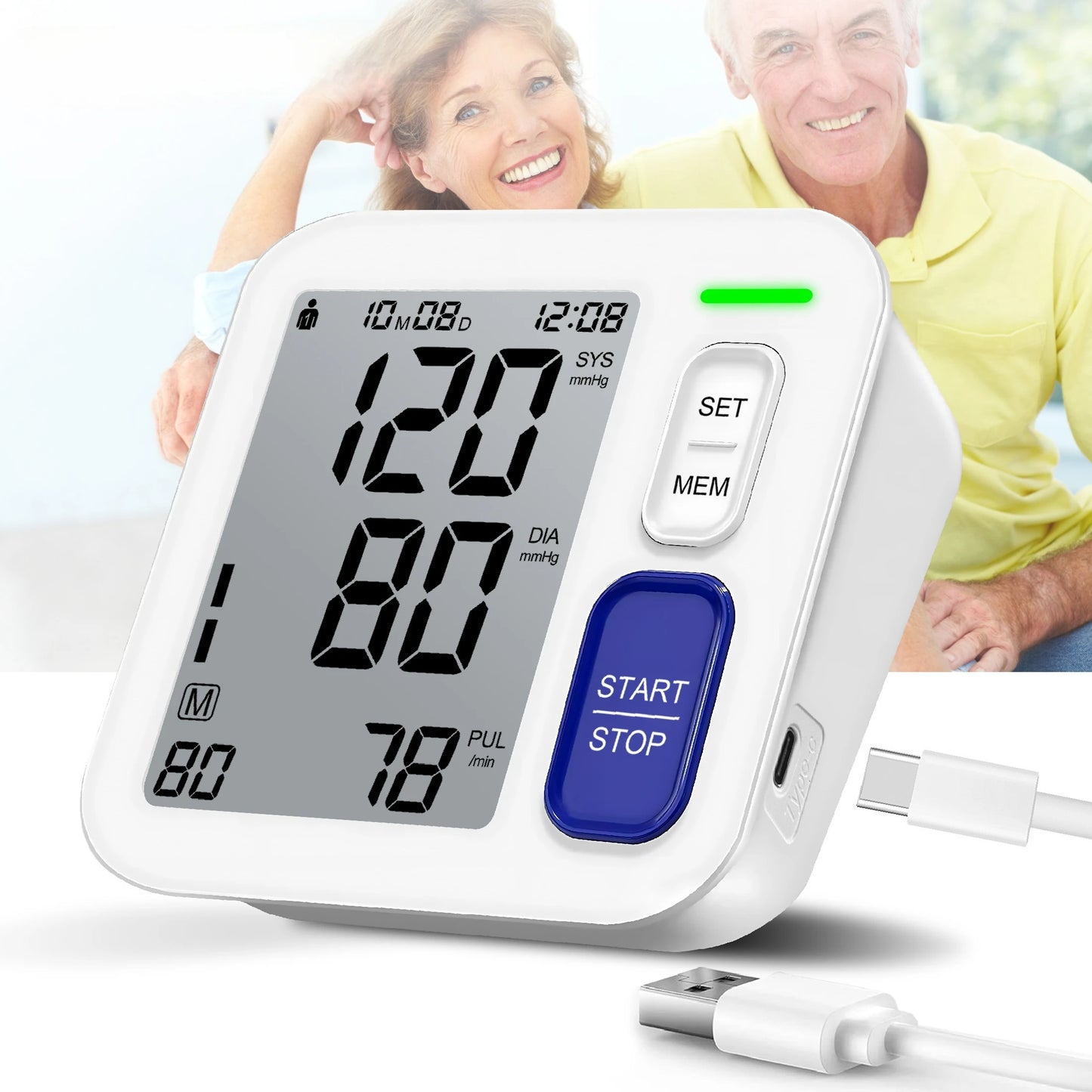 Automatic Blood Pressure Monitor With Large Arm Cuff 2x90 Memory