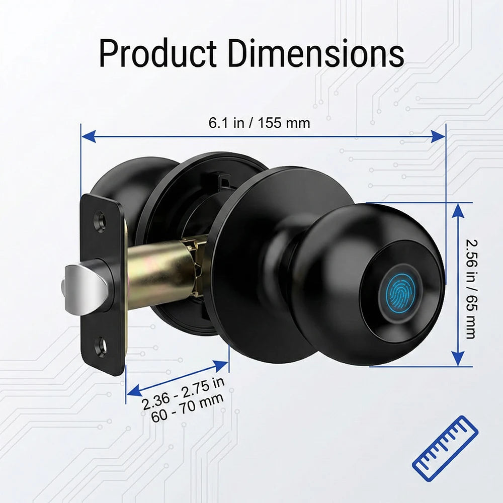 Fingerprint Smart Door Knob Lock With App And Keypad Access