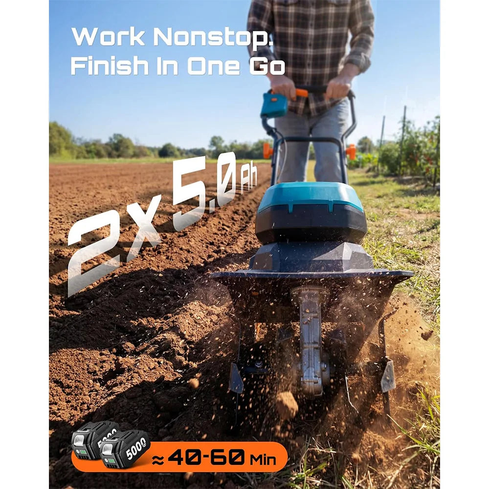 SeeSii Cordless Electric Garden Tiller Cultivator for Soil Preparation
