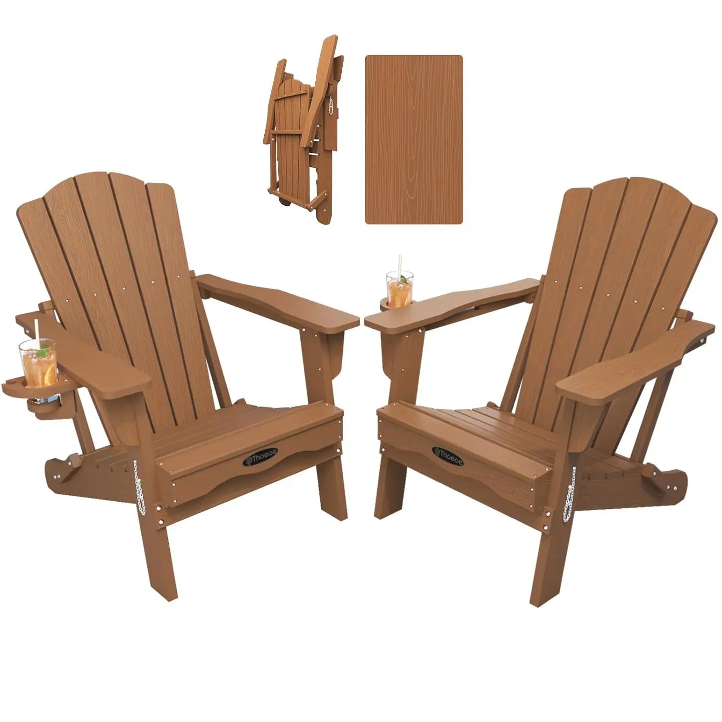 MOYU Folding Adirondack Chair Set All-Weather HDPE Outdoor Chairs