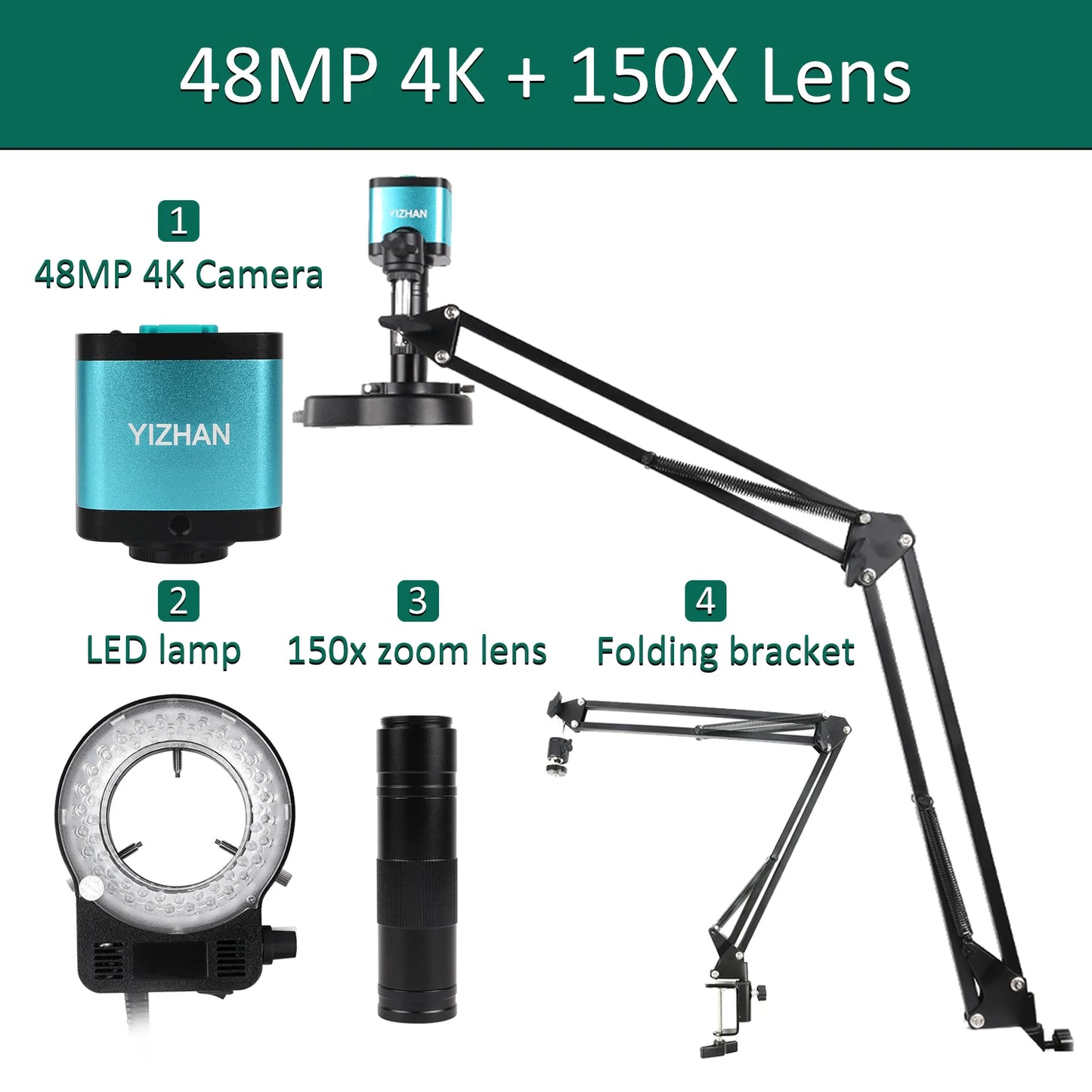 YIZHAN 4K Digital Microscope For Electronics With 48MP Camera And 1-150x Zoom