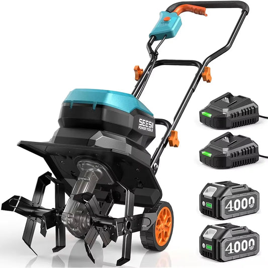SeeSii Cordless Electric Garden Tiller Cultivator for Soil Preparation