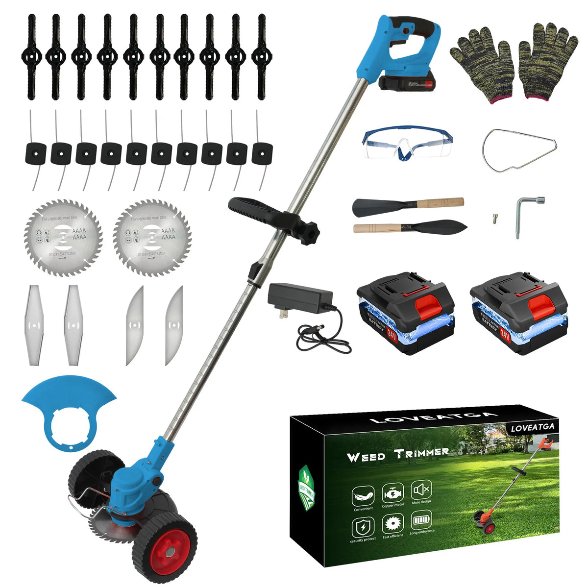 Cordless 3-in-1 Lawn Mower, Grass Trimmer, Edger and Brush Cutter