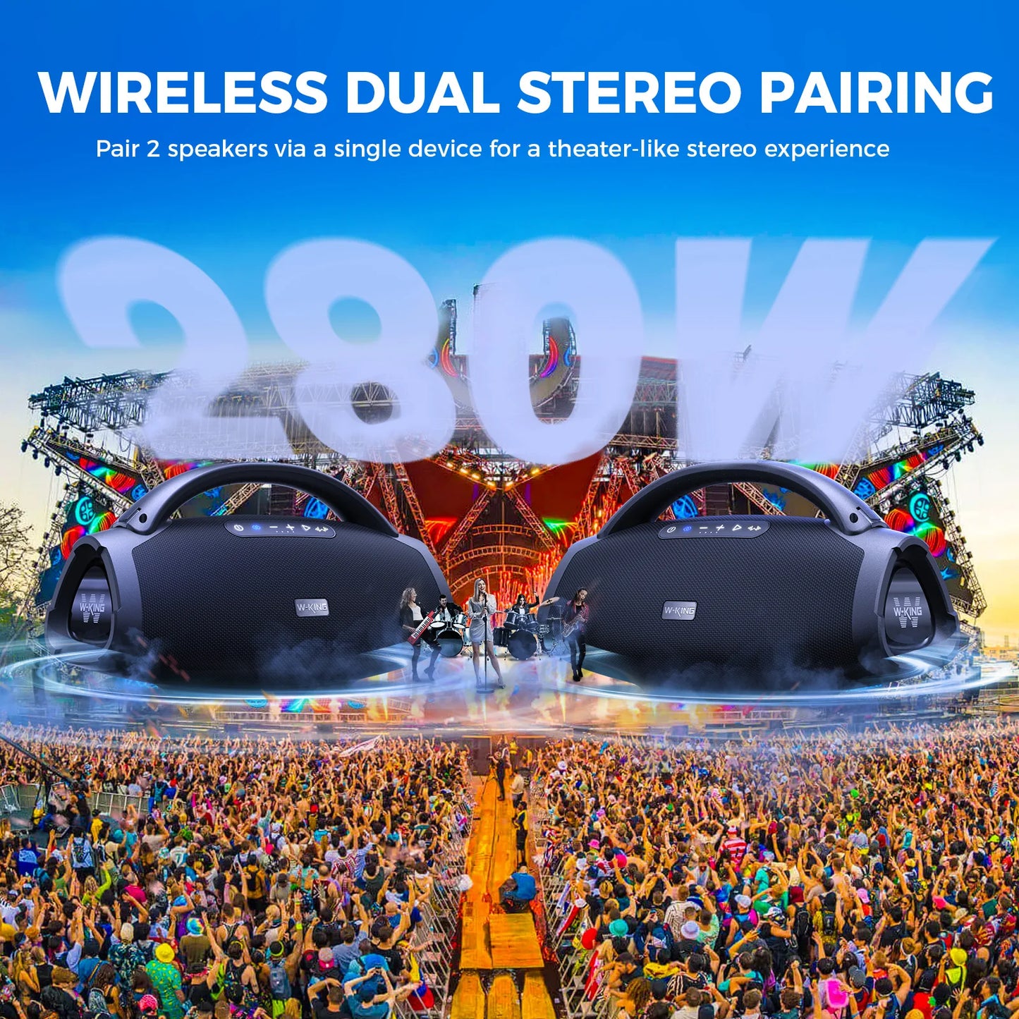 W-King X20S Bluetooth Speaker With Strap, 140W RMS Portable