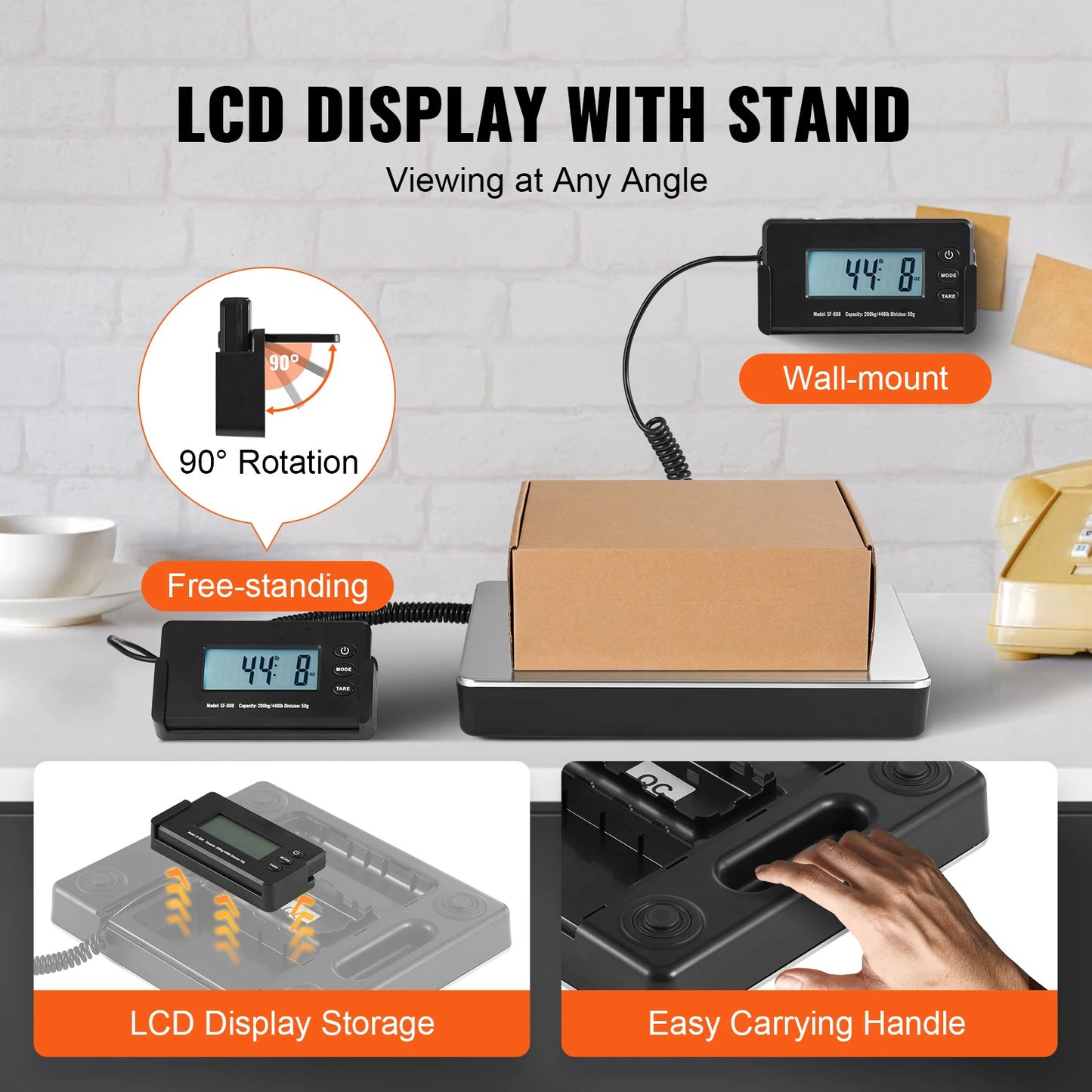 SucceBuy 440Lb Digital Shipping Scale With Timer And LCD Portable