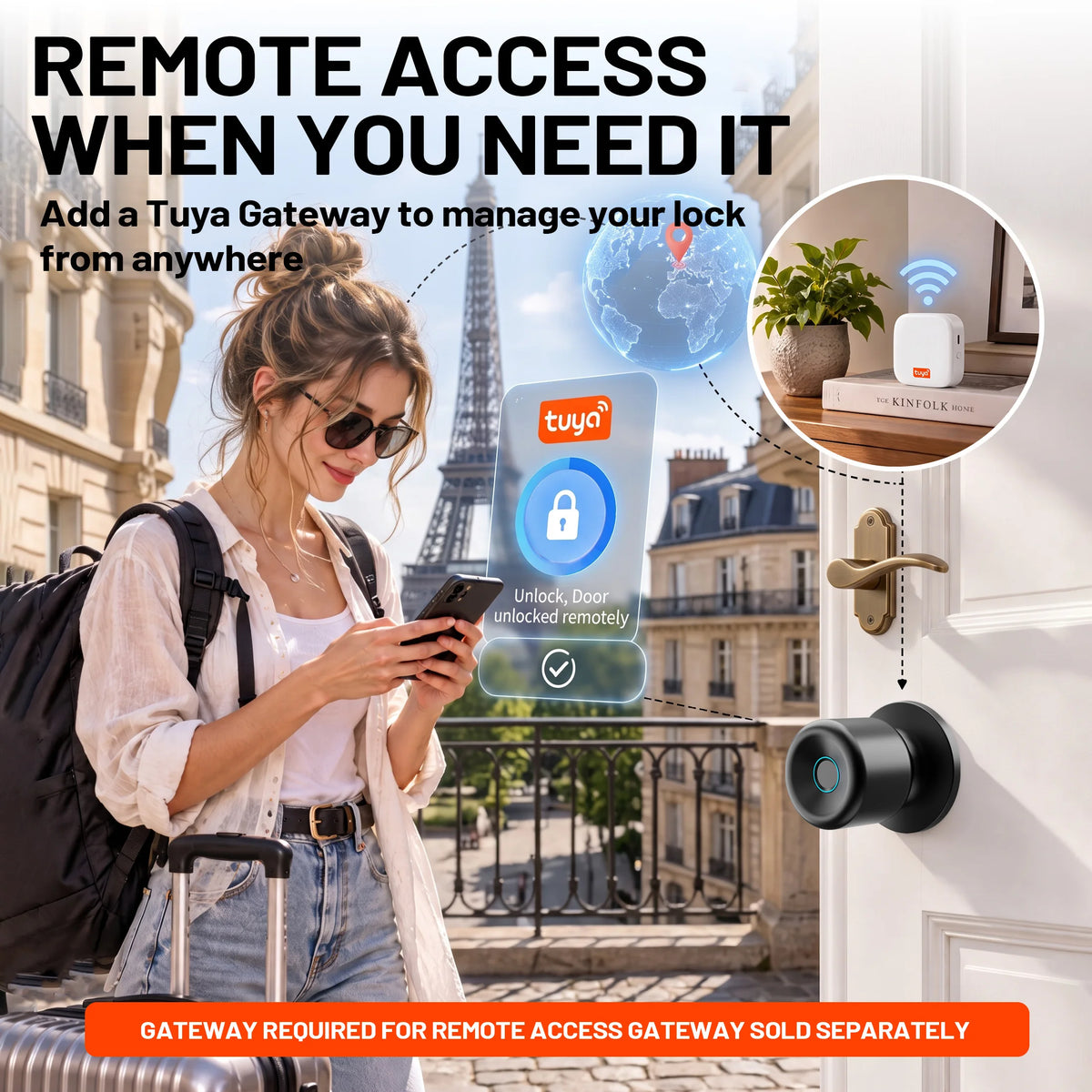 YFK Fingerprint Door Lock Knob With Tuya App Control