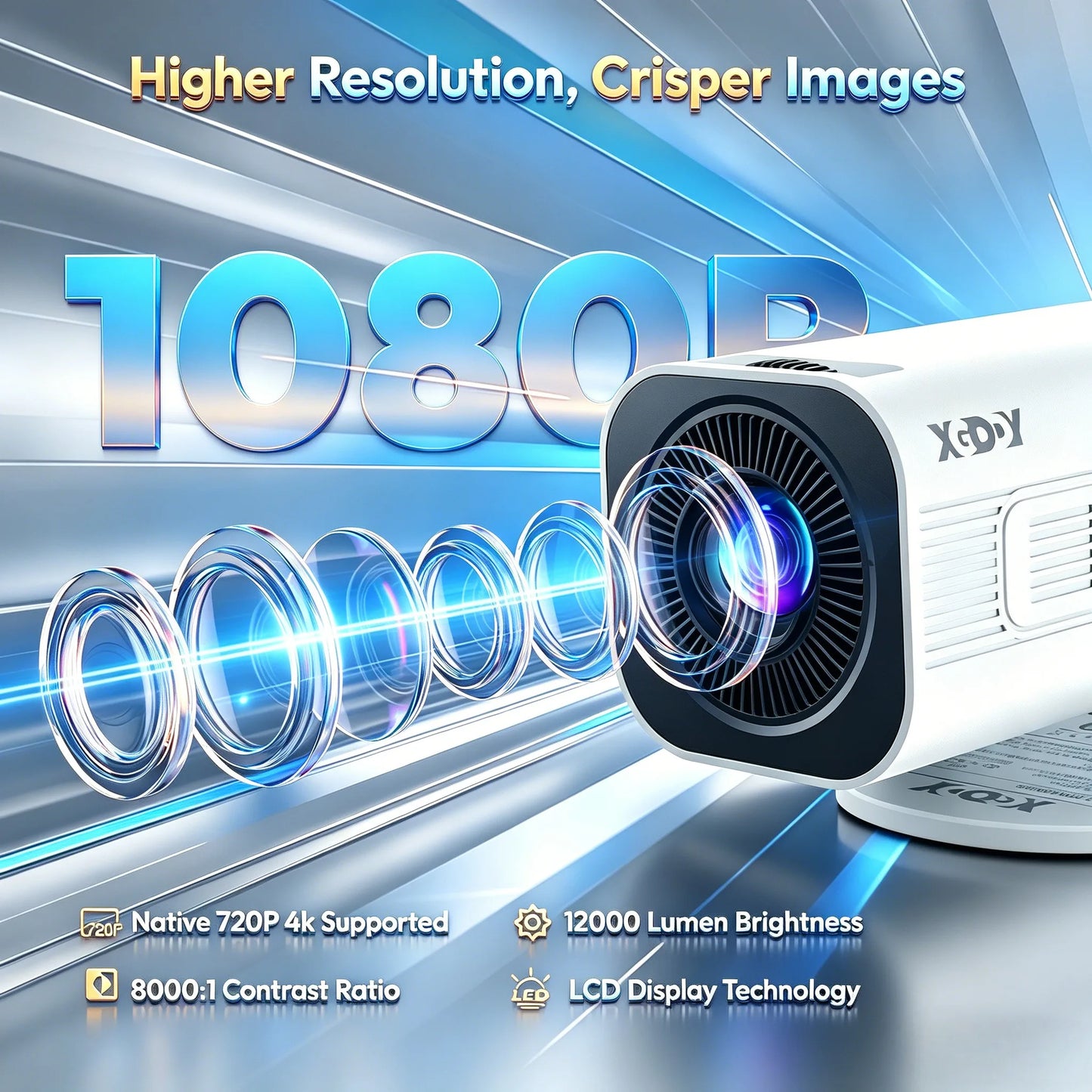 XGODY 4K LED Projector With WiFi 6 Bluetooth 5.0