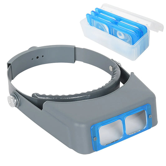 Headband Magnifier with 4 LED Light Rechargeable Illuminated Magnifying Glasses 1.5X 2X 2.5X 3.5X Magnifier for Reading Repair