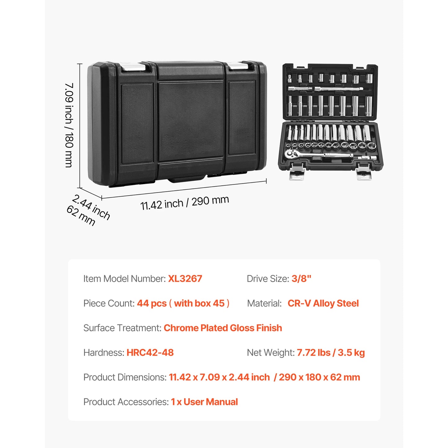 SucceBuy 86Piece Socket Set With Ratchet SAE And Metric