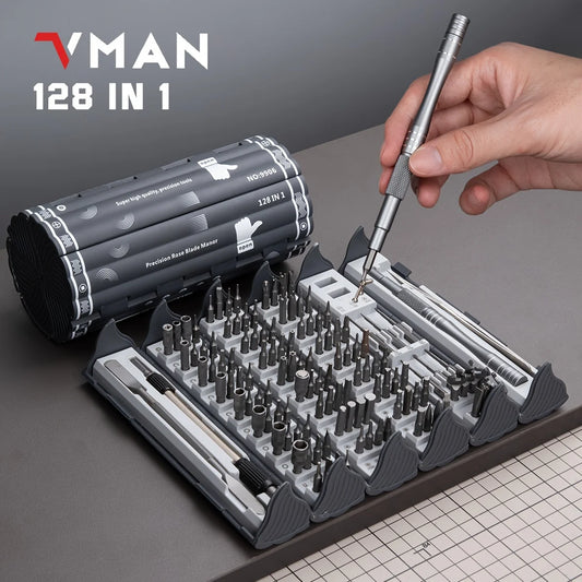 VMAN 128-In-1 Precision Screwdriver Set Magnetic Repair Tool Kit