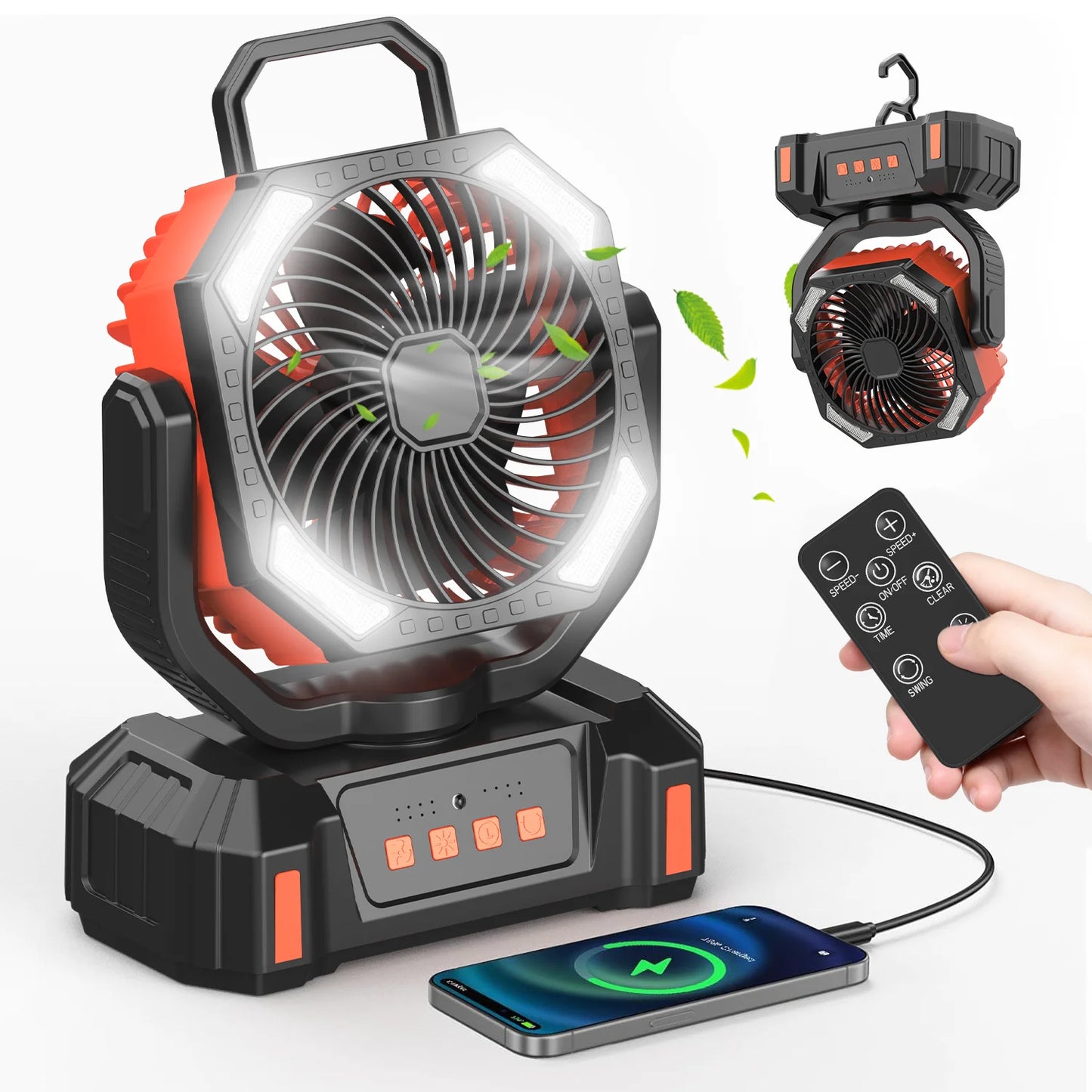 Portable Misting Fan With USB Rechargeable Battery And LED Lantern
