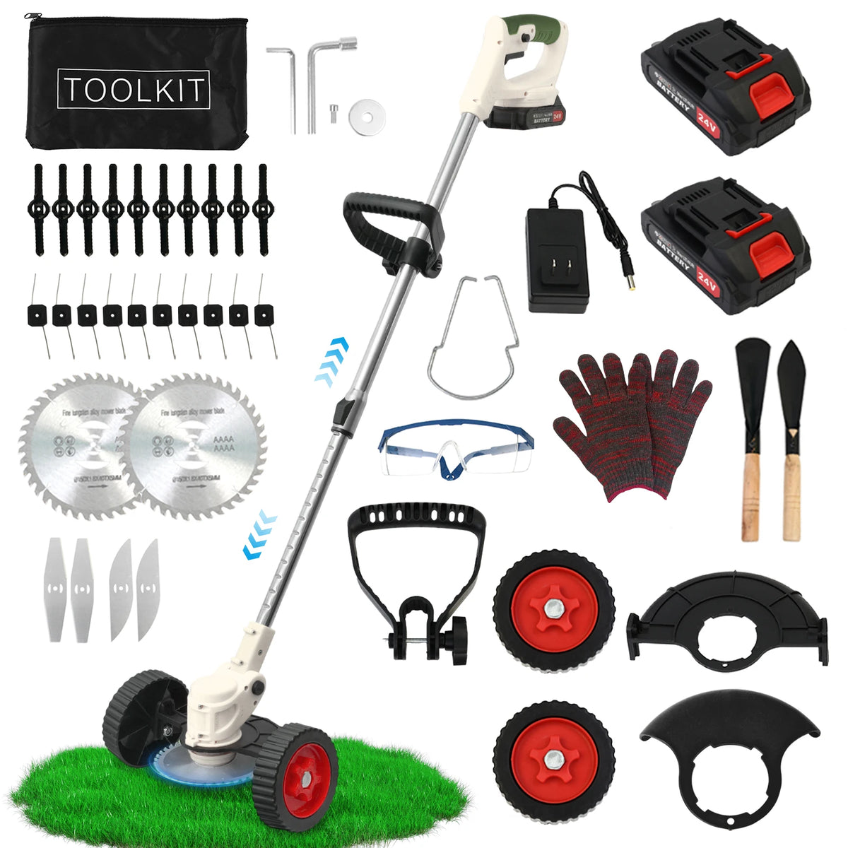 Cordless 3-in-1 Lawn Mower, Grass Trimmer, Edger and Brush Cutter