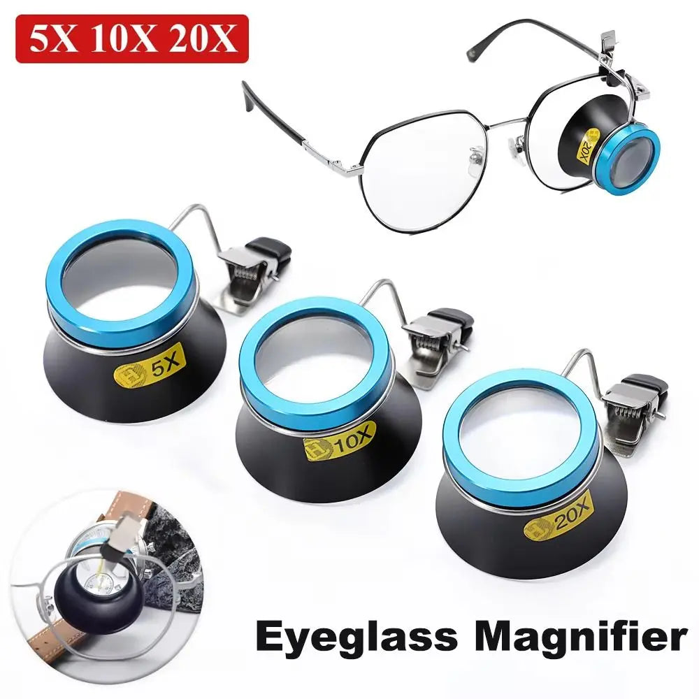 1Pcs New 5X 10X 20X Eyeglass Magnifier Clip-On Eye Loupe Loupe Magnifying Lens Portable Eyepiece Process Operation