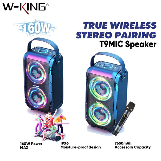 W-KING 80W Wireless Speaker With Microphone RGB Lighting Bluetooth