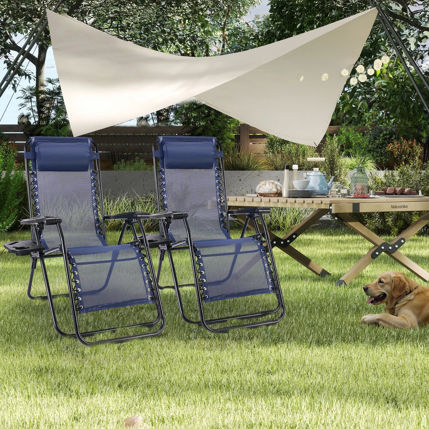 JHK Portable Zero Gravity Recliner Chairs Set Of 2 Outdoor Lounge Chairs