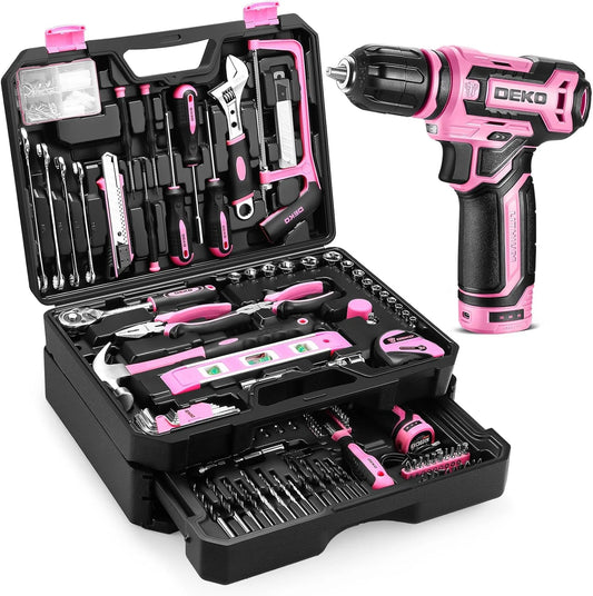 Deko 12V Cordless Drill And Home Mechanic Toolbox Storage Kit