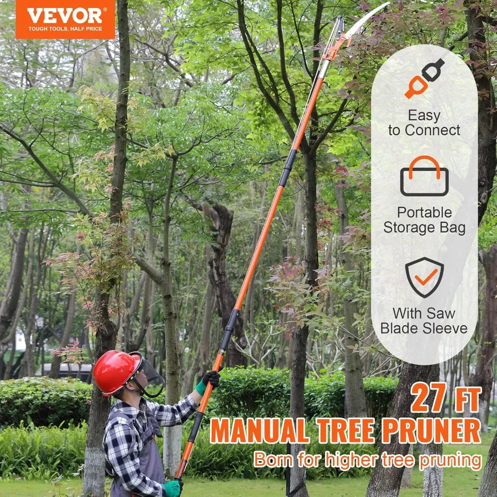 VEVOR Extendable Pole Saw With Steel Blade Tree Pruner For Palms Shrubs