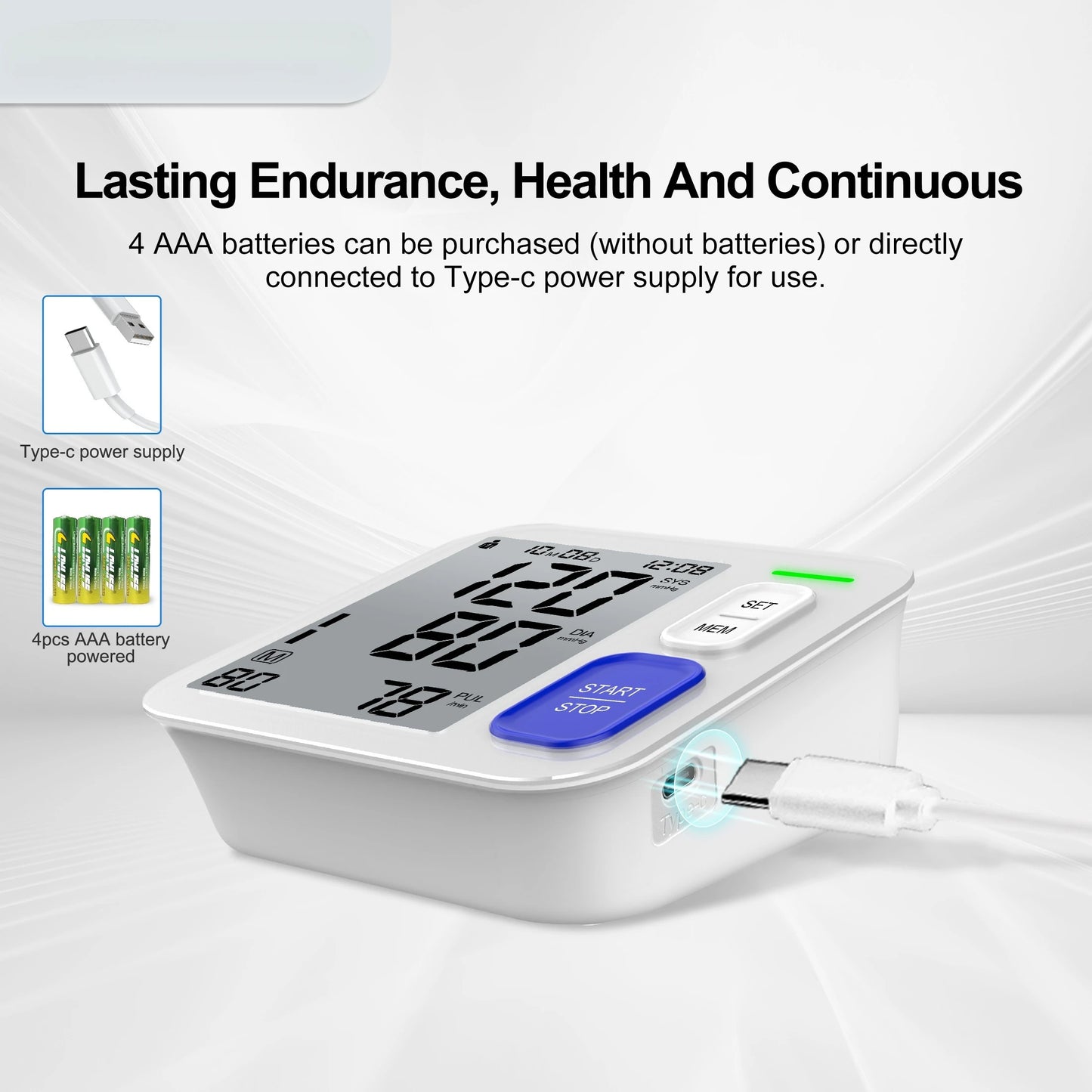 Automatic Blood Pressure Monitor With Large Arm Cuff 2x90 Memory